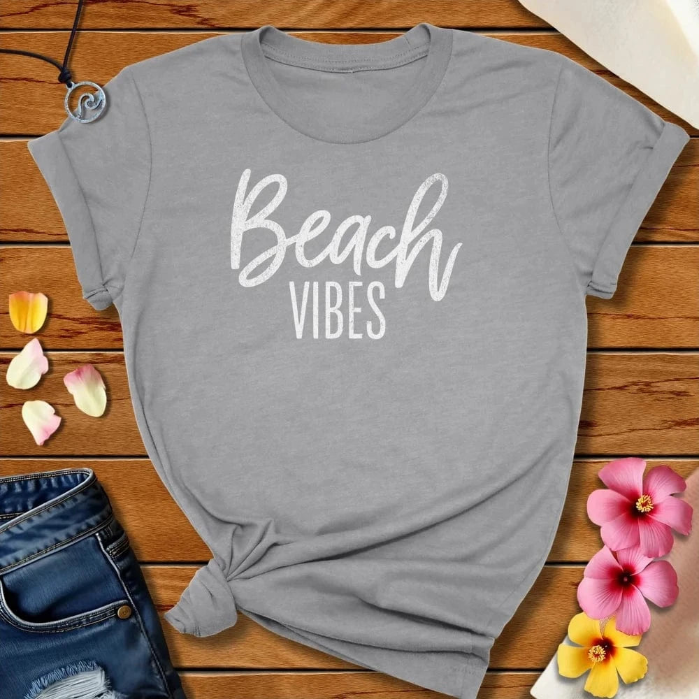 Beach Vibes Tee Athletic Heather by Salty By Choice™ We love the beach ocean and anything around water.