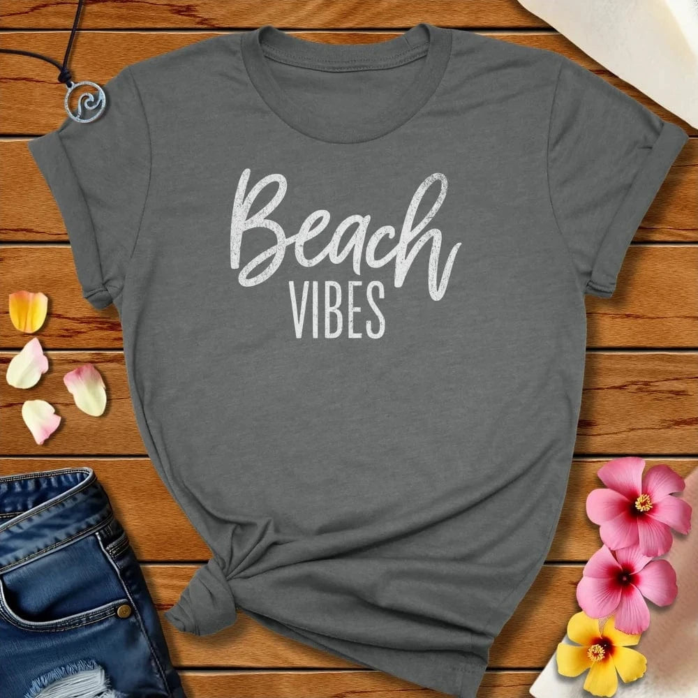 Beach Vibes Tee Deep Heather by Salty By Choice™ We love the beach ocean and anything around water.