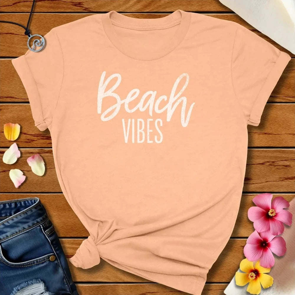 Beach Vibes Tee Heather Peach by Salty By Choice™ We love the beach ocean and anything around water.