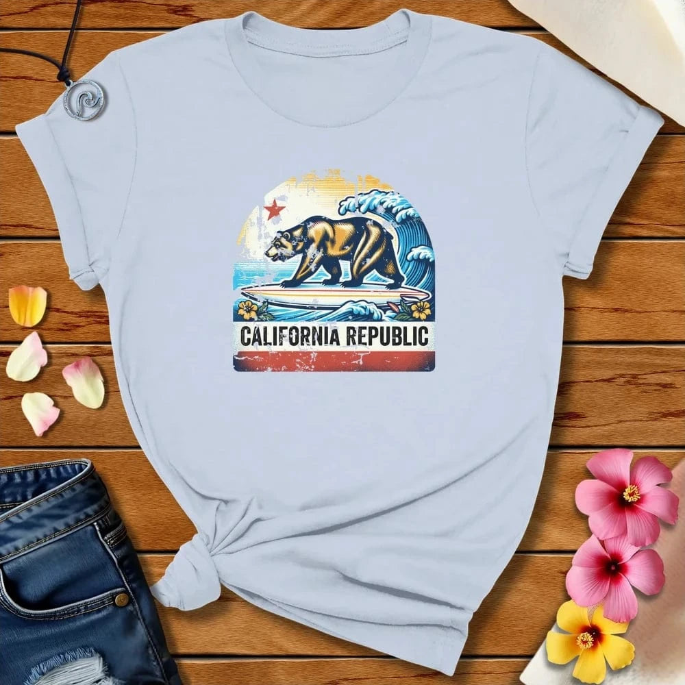 California Bear Tee Light Blue by Salty By Choice® We love the beach ocean and anything around water.