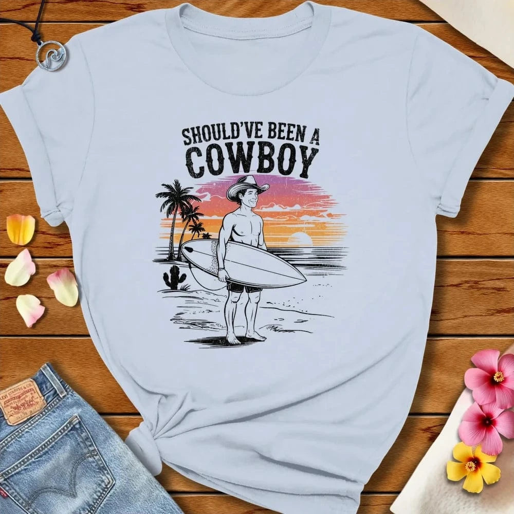 Been A Cowboy Tee Light Blue by Salty By Choice® We love the beach ocean and anything around water.