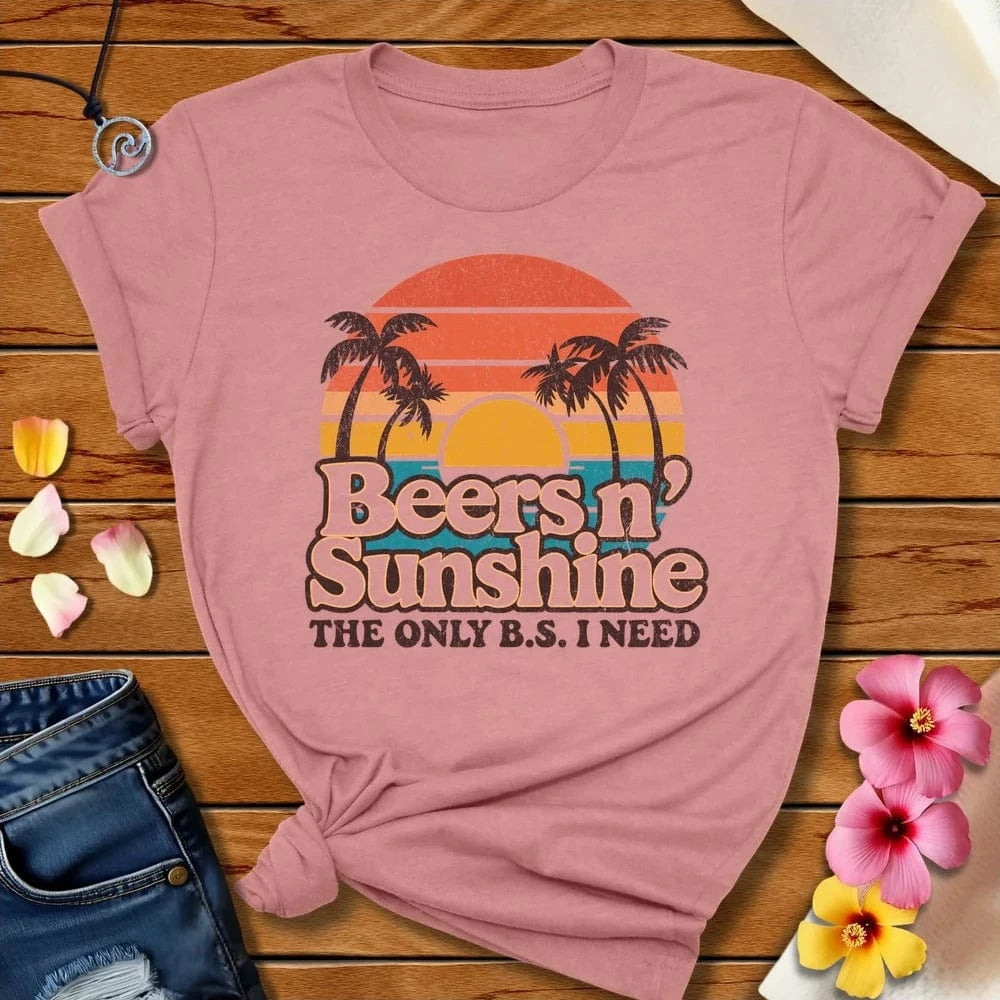 Beers N Sunshine Tee Heather Mauve by Salty By Choice® We love the beach ocean and anything around water.