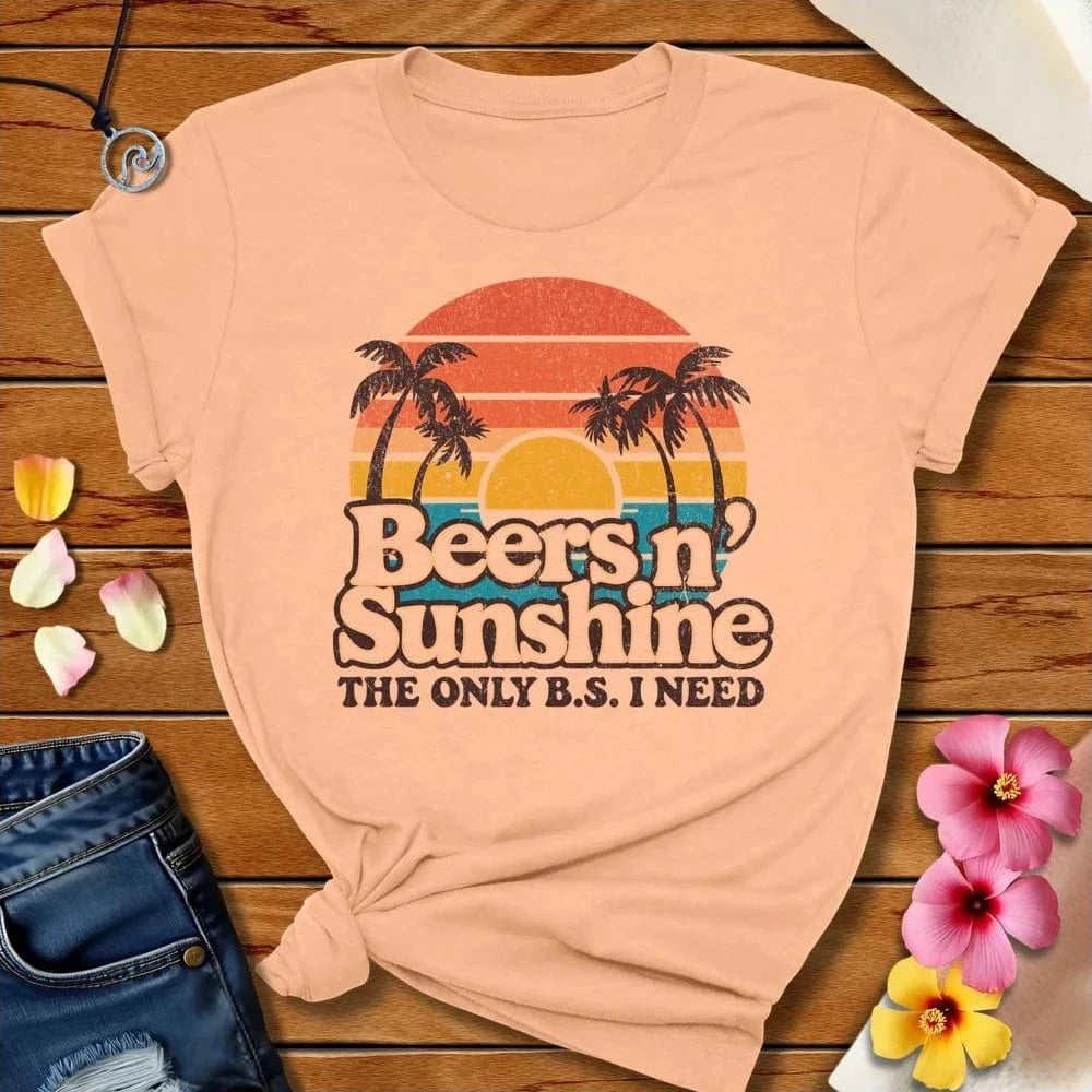 Beers N Sunshine Tee Heather Peach by Salty By Choice® We love the beach ocean and anything around water.