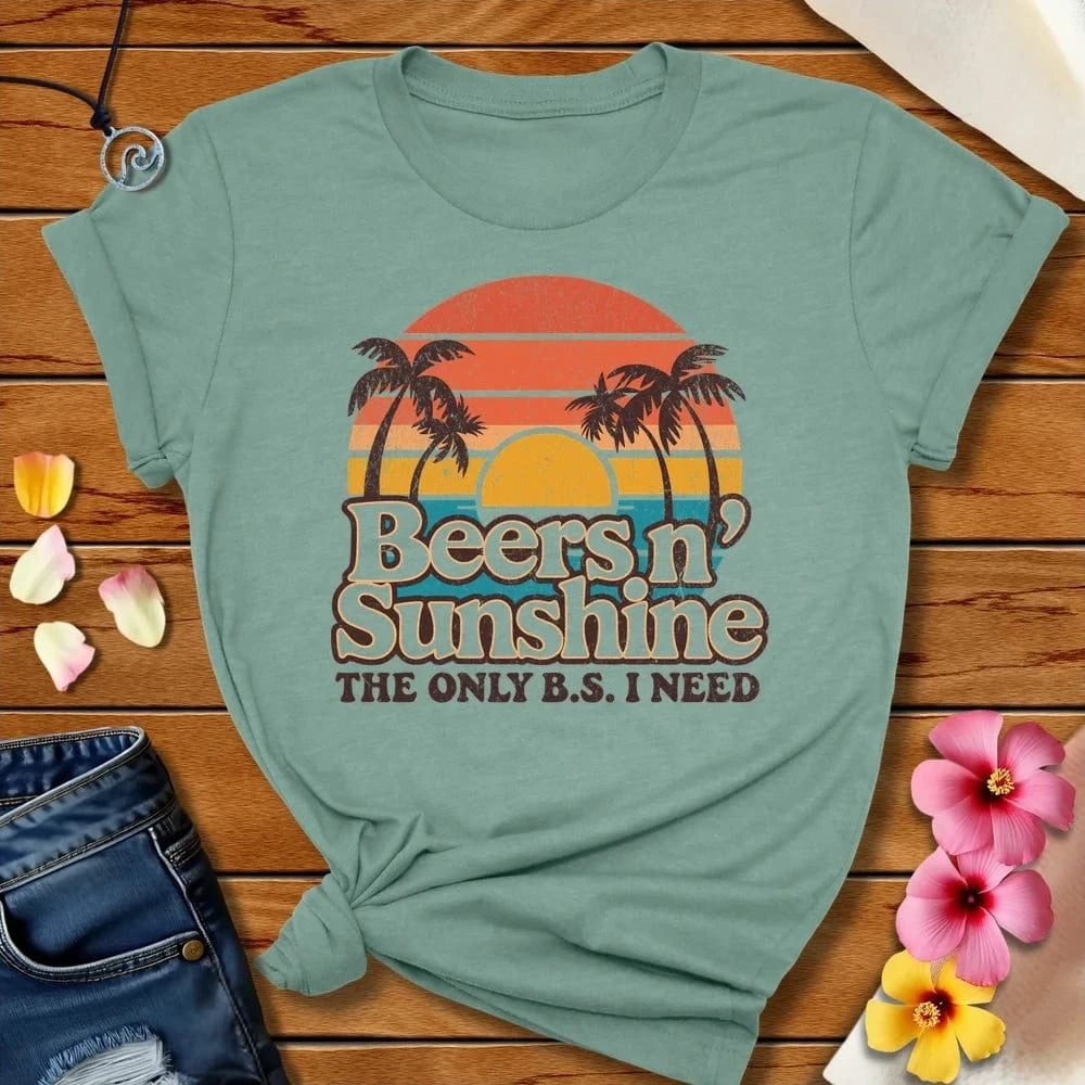 Beers N Sunshine Tee Heather Prism Dusty Blue by Salty By Choice® We love the beach ocean and anything around water.