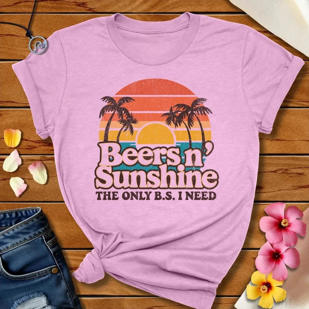 Beers N Sunshine Tee Heather Prism Lilac by Salty By Choice® We love the beach ocean and anything around water.
