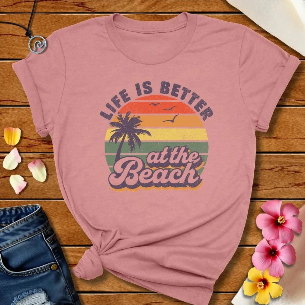 Better At The Beach Tee Heather Mauve by Salty By Choice™ We love the beach ocean and anything around water.