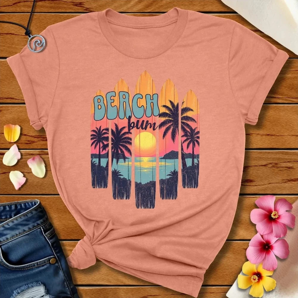 Boards Beach Bum Tee Heather Prism Sunset by Salty By Choice® We love the beach ocean and anything around water.