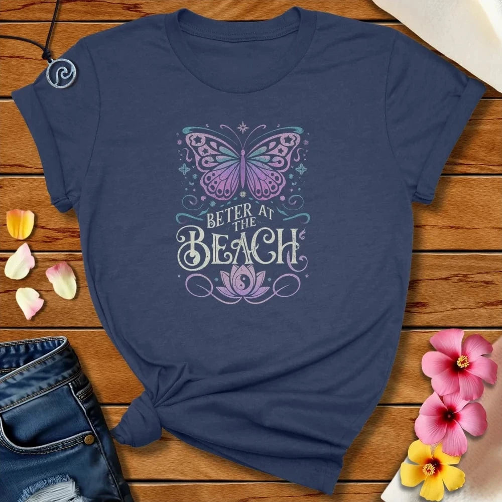Butterfly Better Tee Heather Navy by Salty By Choice™ We love the beach ocean and anything around water.