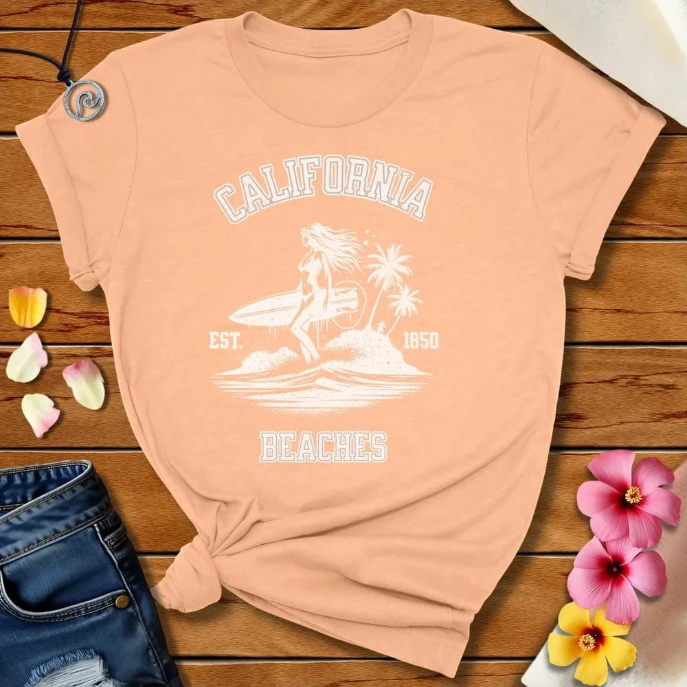 California Beaches Tee Peach by Salty By Choice® We love the beach ocean and anything around water.