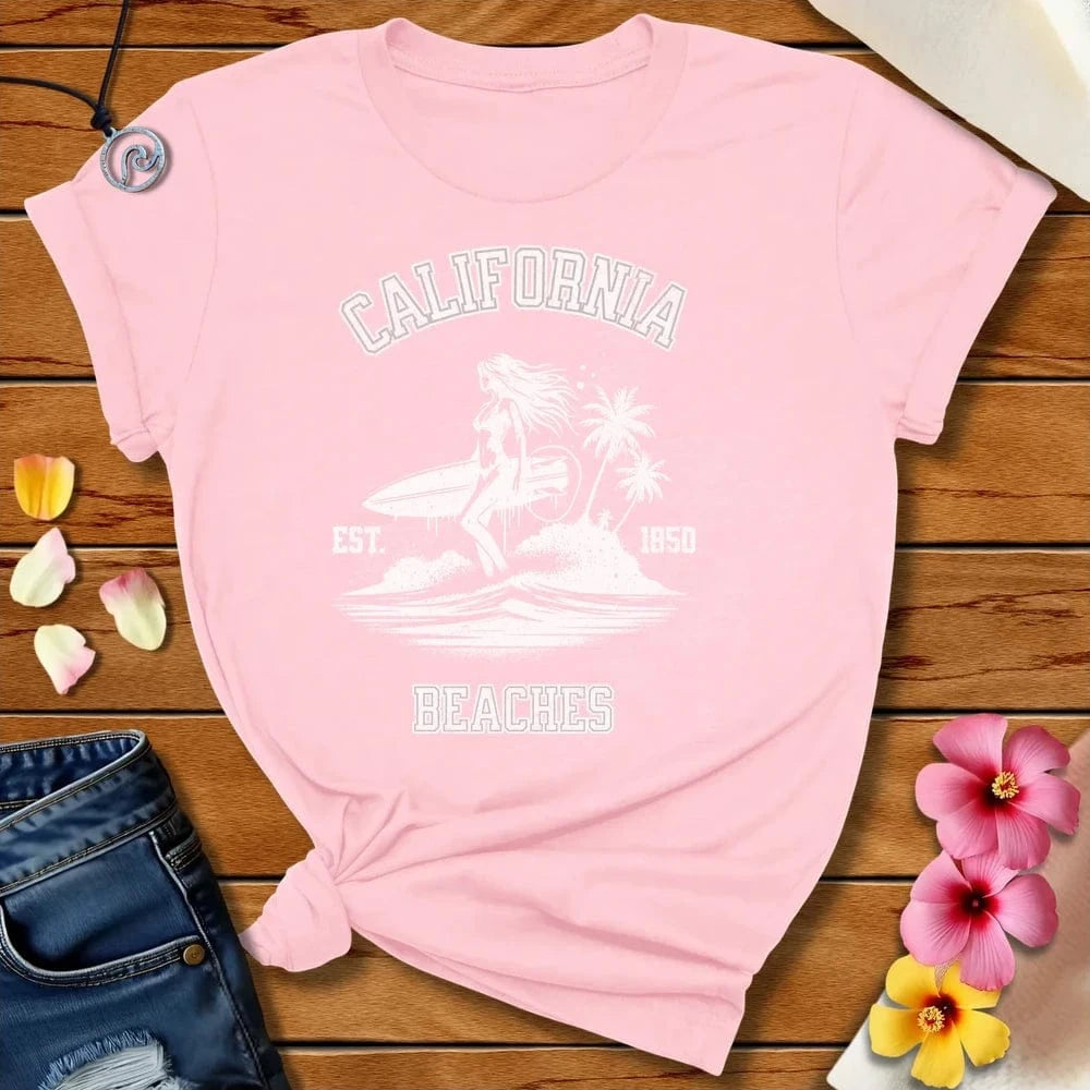 California Beaches Tee Soft Pink by Salty By Choice® We love the beach ocean and anything around water.