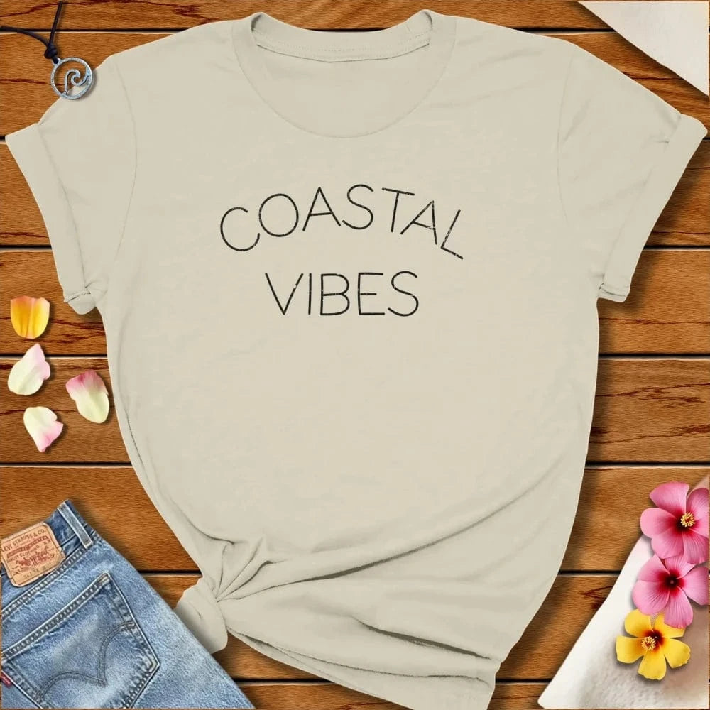 Coastal Vibes Tee Natural by Salty By Choice™ We love the beach ocean and anything around water.