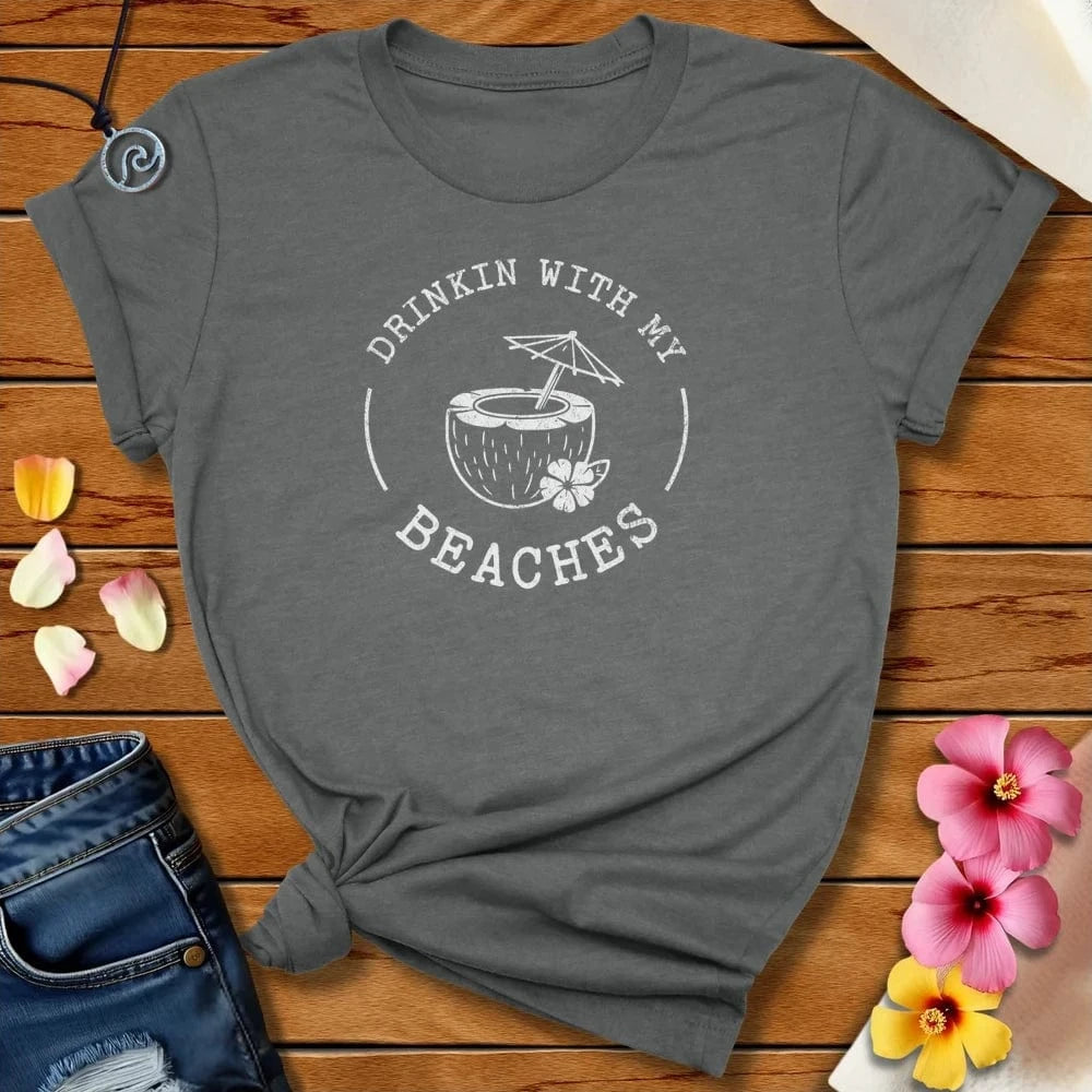 Coconut Drinks Tee Deep Heather by Salty By Choice® We love the beach ocean and anything around water.