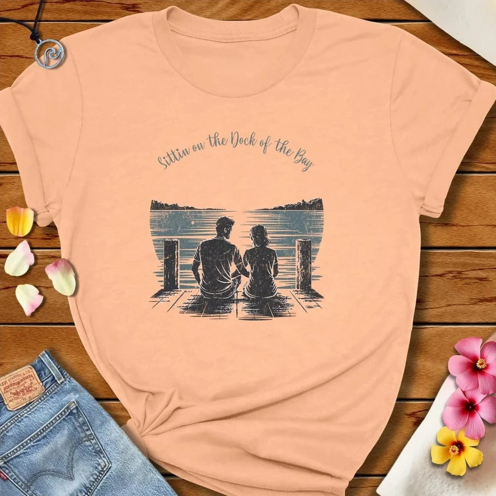 Dock Of The Bay Tee Peach by Salty By Choice™ We love the beach ocean and anything around water.
