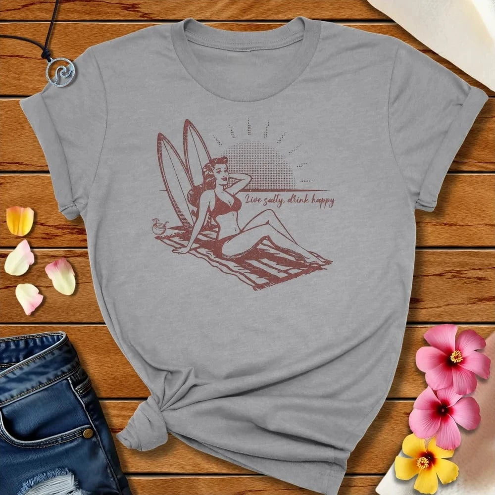 Drink Happy Tee Athletic Heather by Salty By Choice™ We love the beach ocean and anything around water.