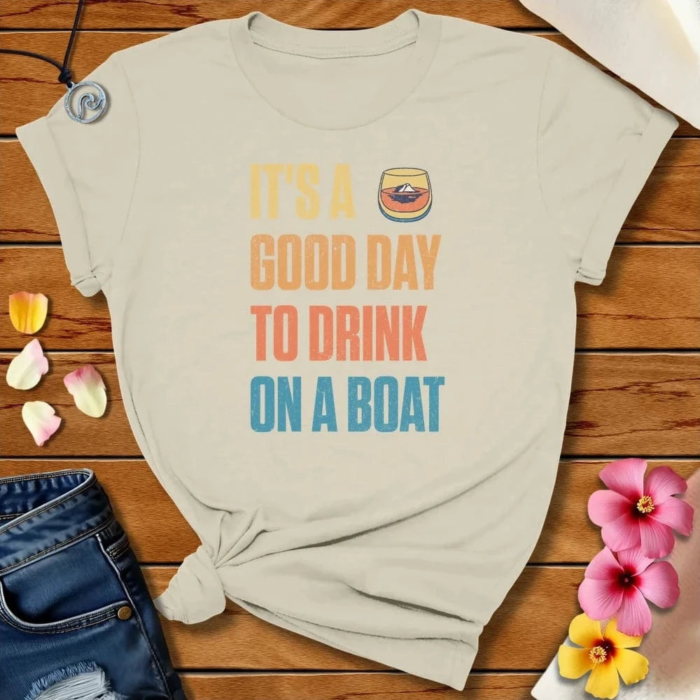 Drink On A Boat Whiskey Tee Natural by Salty By Choice® We love the beach ocean and anything around water.