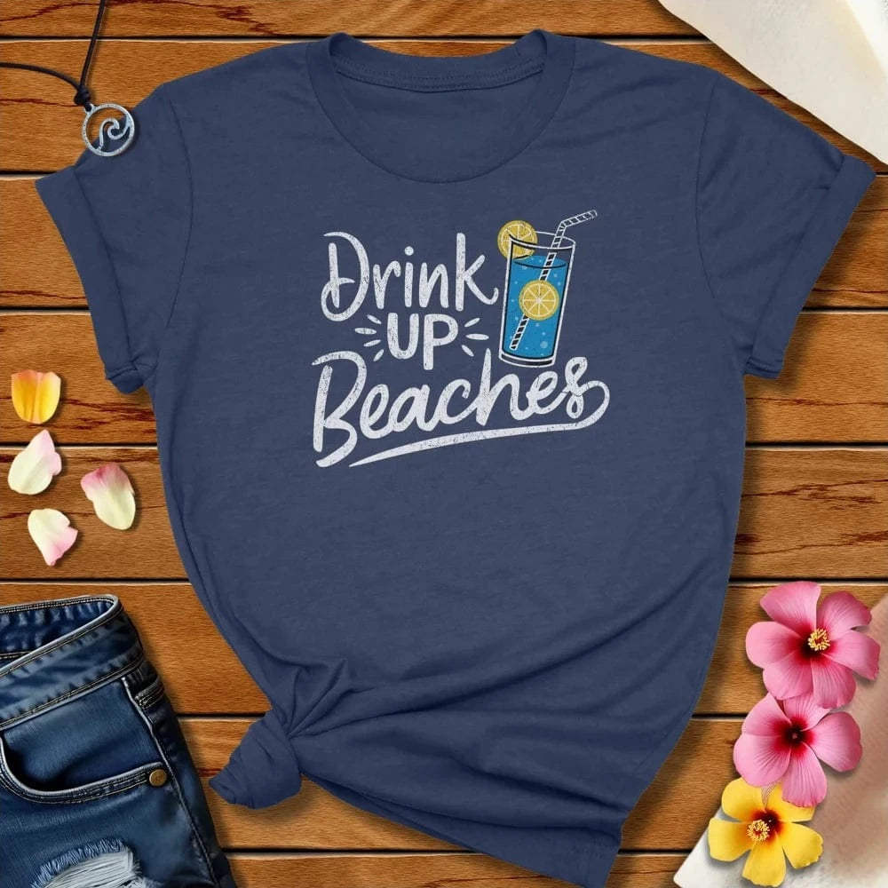 Drink Up Tee Heather Navy by Salty By Choice™ We love the beach ocean and anything around water.