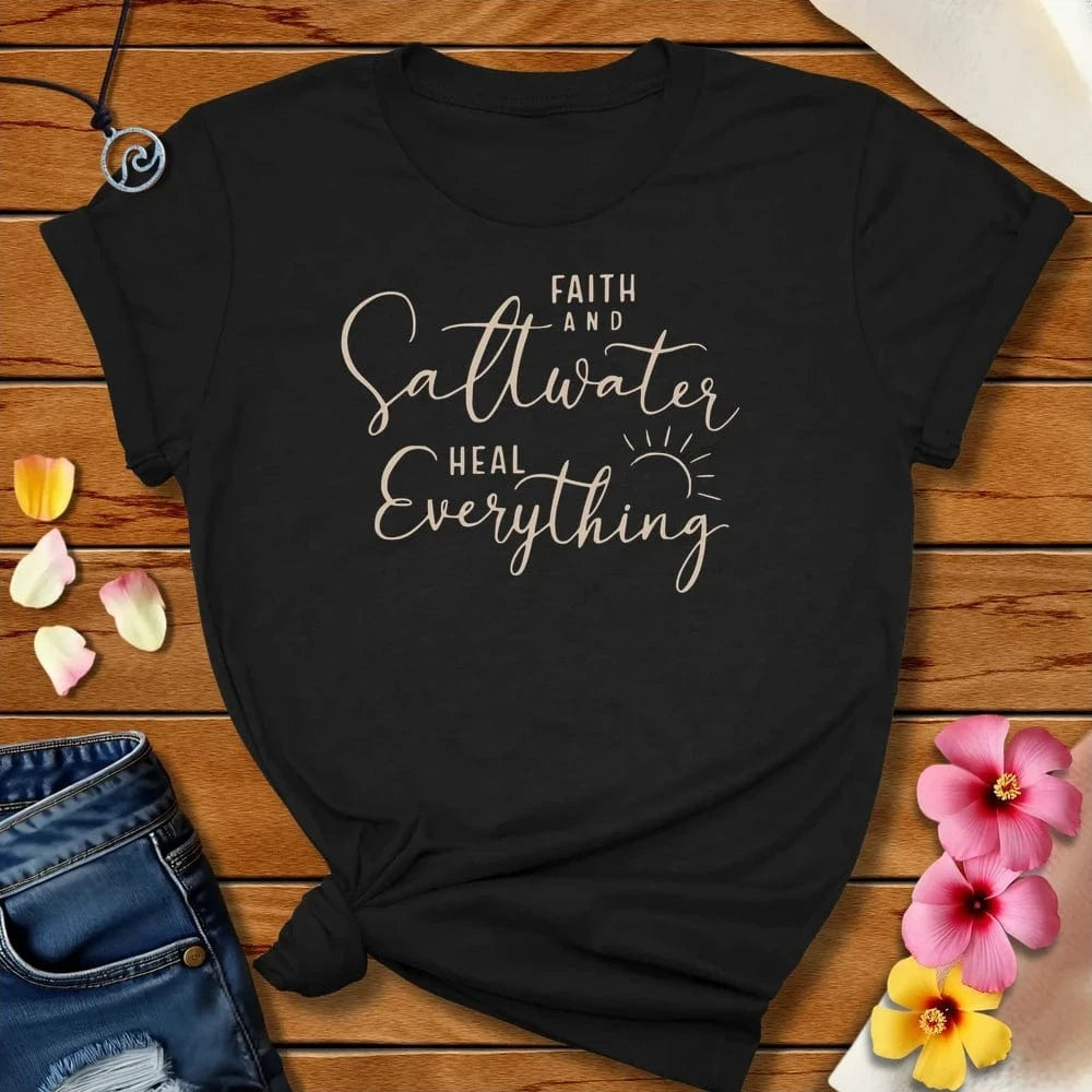 Faith And Saltwater Tee Black Heather by Salty By Choice™ We love the beach ocean and anything around water.
