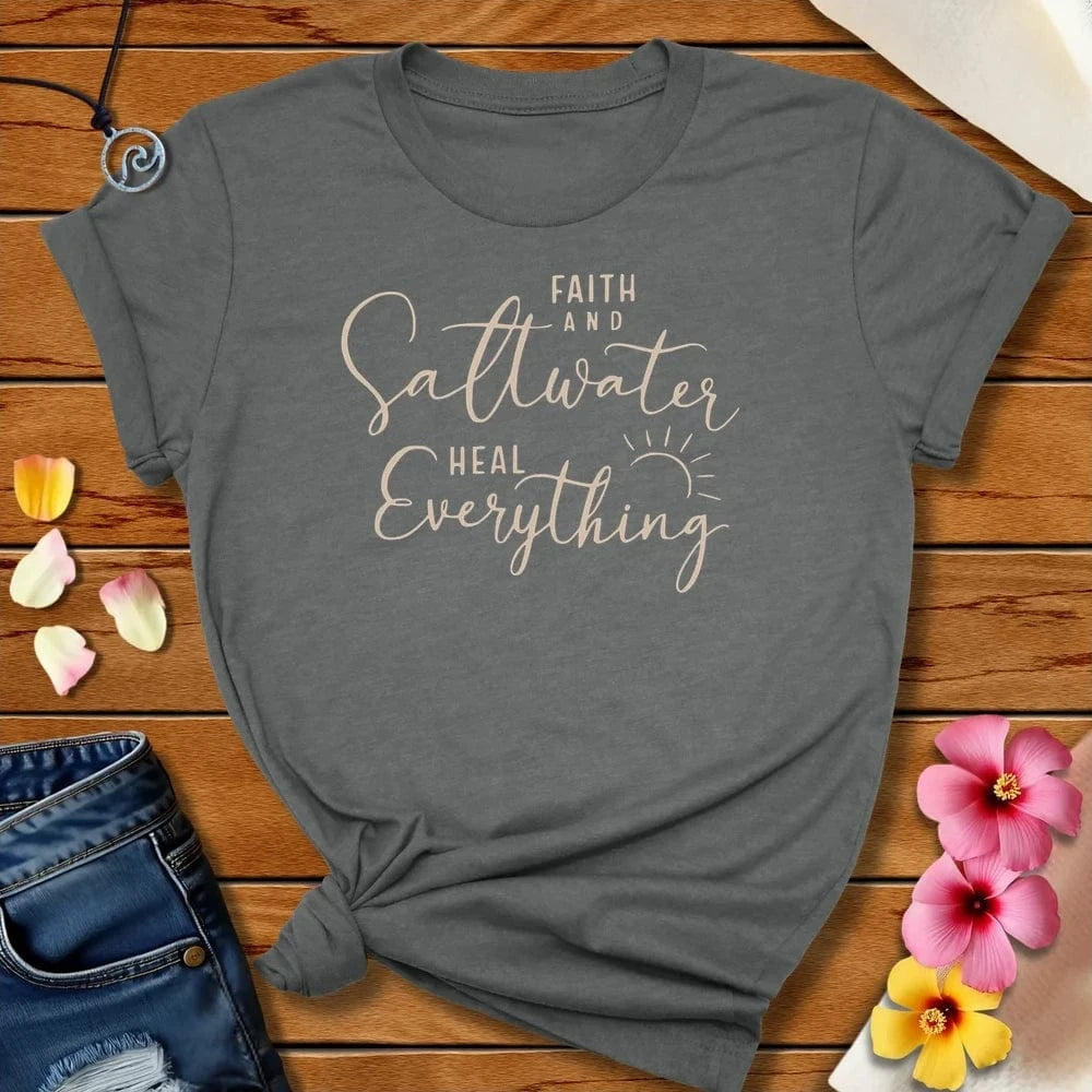 Faith And Saltwater Tee Deep Heather by Salty By Choice™ We love the beach ocean and anything around water.