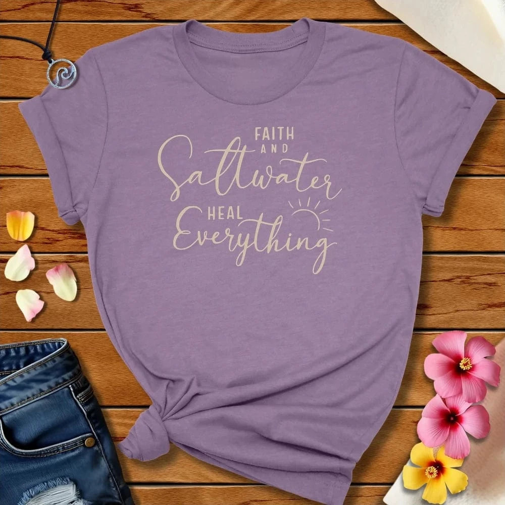 Faith And Saltwater Tee Heather Purple by Salty By Choice™ We love the beach ocean and anything around water.