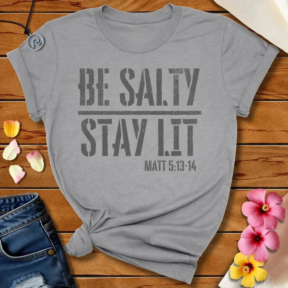 Stay Lit Tee Athletic Heather by Salty By Choice® We love the beach ocean and anything around water.