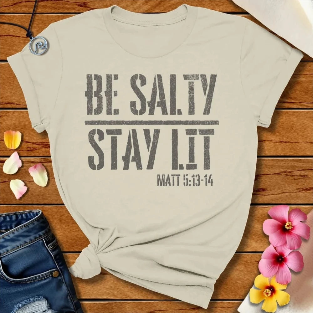 Stay Lit Tee Natural by Salty By Choice® We love the beach ocean and anything around water.