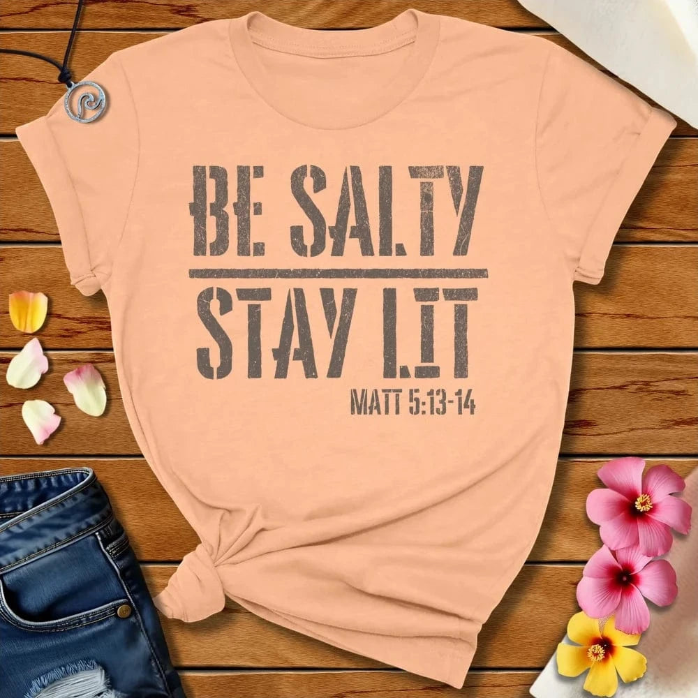 Stay Lit Tee Peach by Salty By Choice® We love the beach ocean and anything around water.