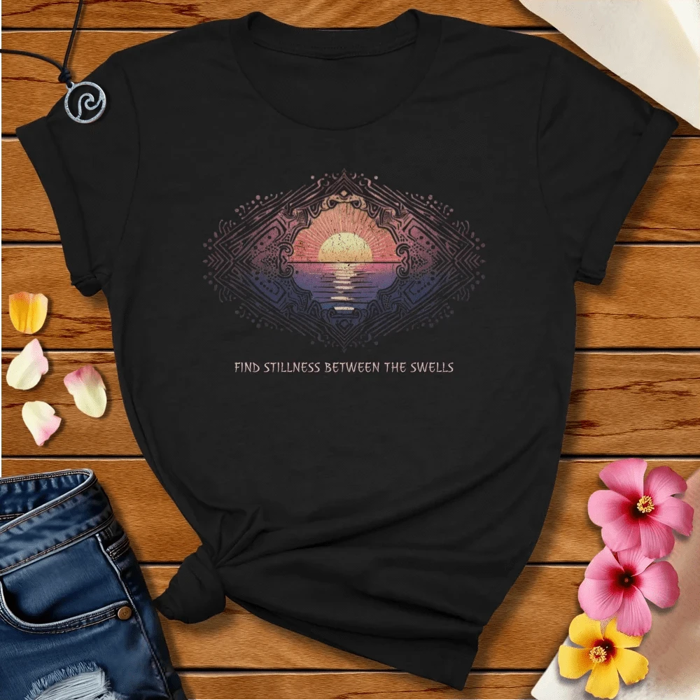 Find Stillness Tee Black Heather by Salty By Choice® We love the beach ocean and anything around water.