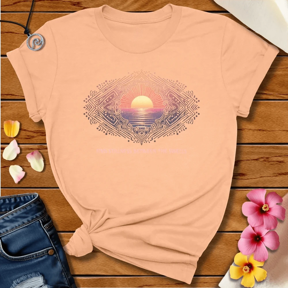 Find Stillness Tee Heather Peach by Salty By Choice® We love the beach ocean and anything around water.