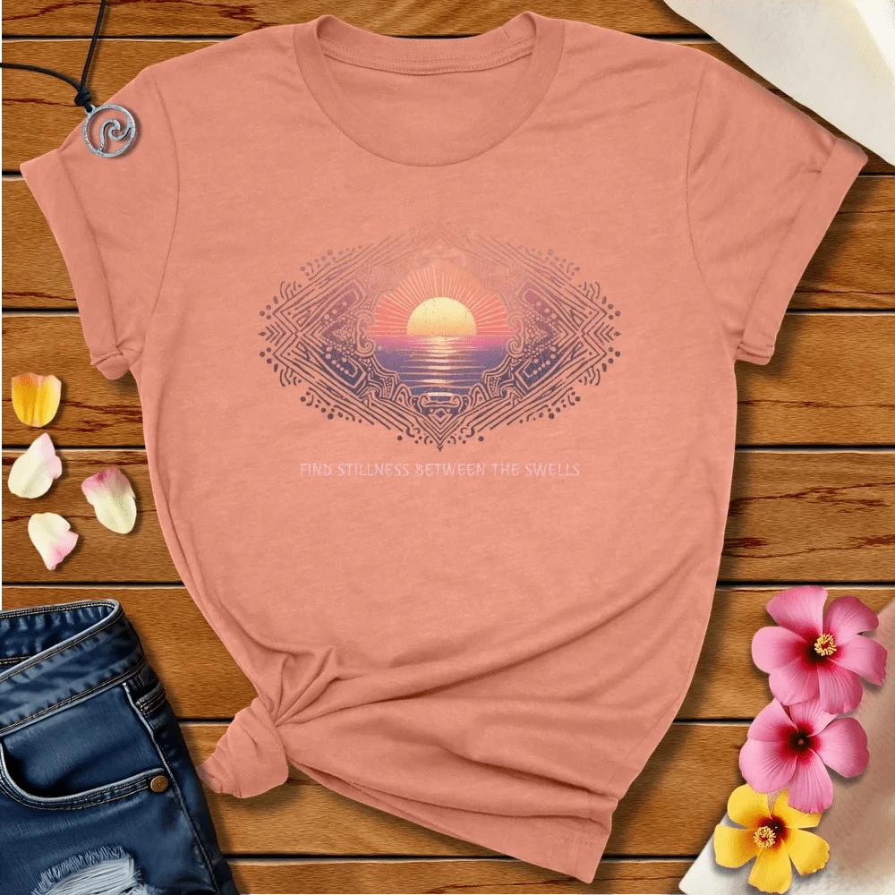 Find Stillness Tee Heather Prism Sunset by Salty By Choice® We love the beach ocean and anything around water.