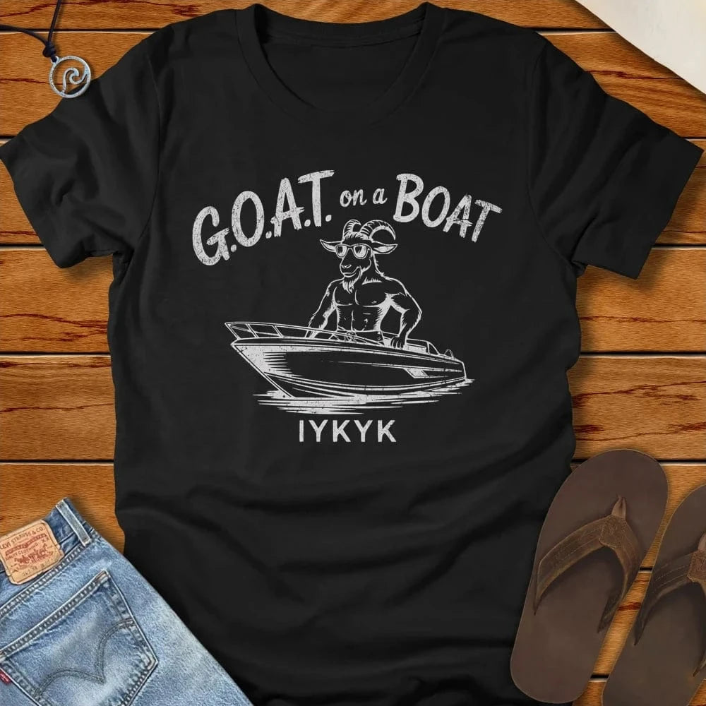 Goat On A Boat Tee Solid Black Blend by Salty By Choice® We love the beach ocean and anything around water.