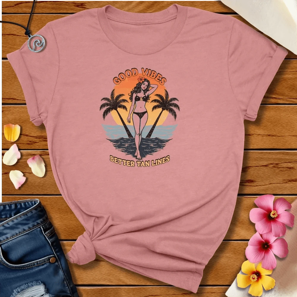 Good Vibes Tee Heather Mauve by Salty By Choice® We love the beach ocean and anything around water.