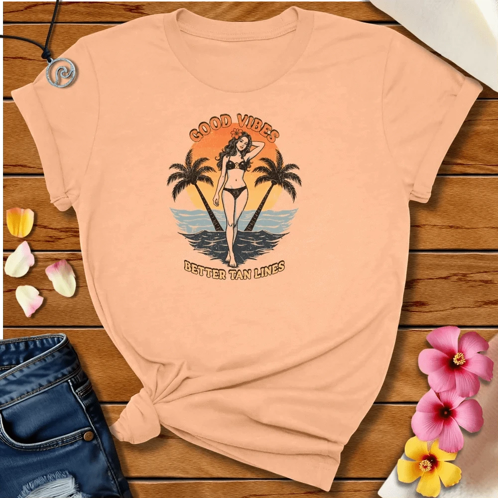 Good Vibes Tee Heather Peach by Salty By Choice® We love the beach ocean and anything around water.