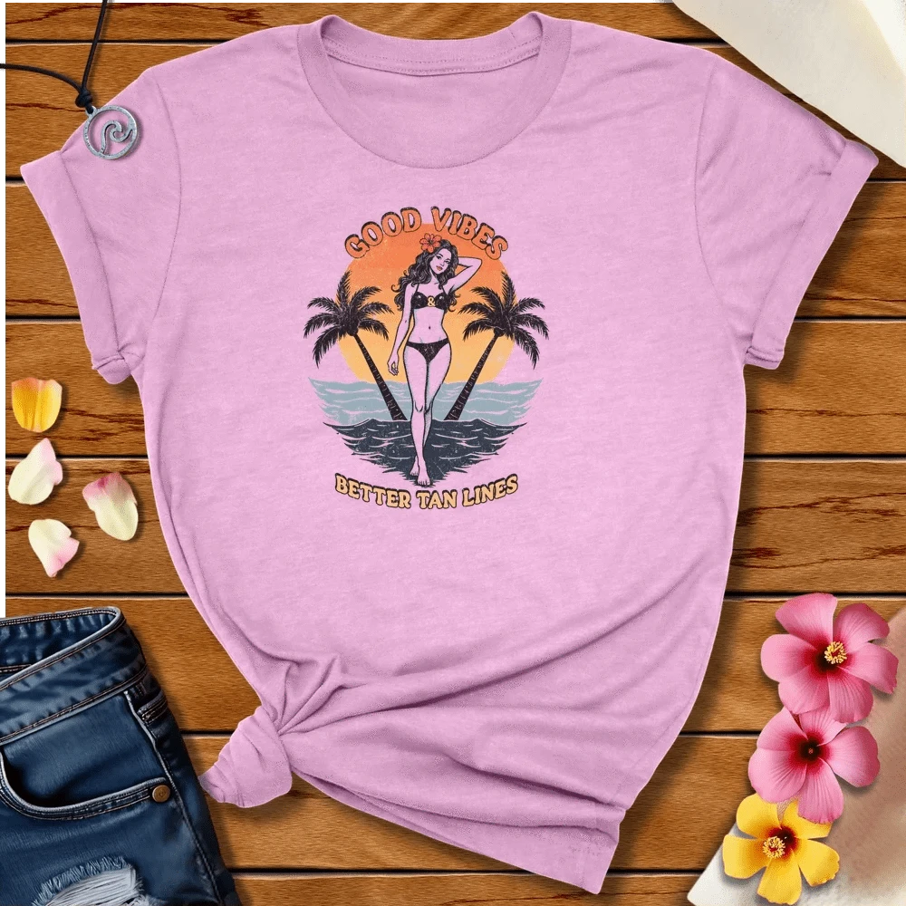 Good Vibes Tee Heather Prism Lilac by Salty By Choice® We love the beach ocean and anything around water.