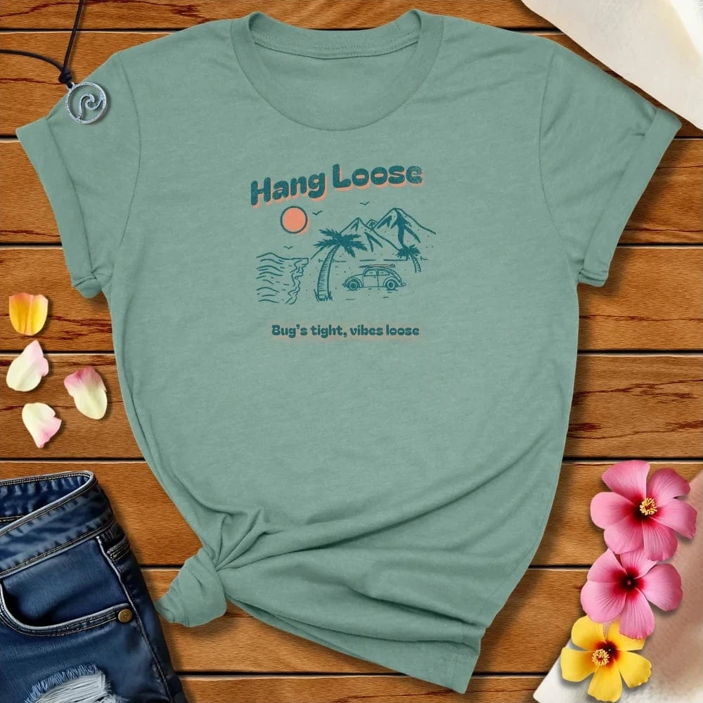 Hang Loose Tee Heather Prism Dusty Blue by Salty By Choice® We love the beach ocean and anything around water.
