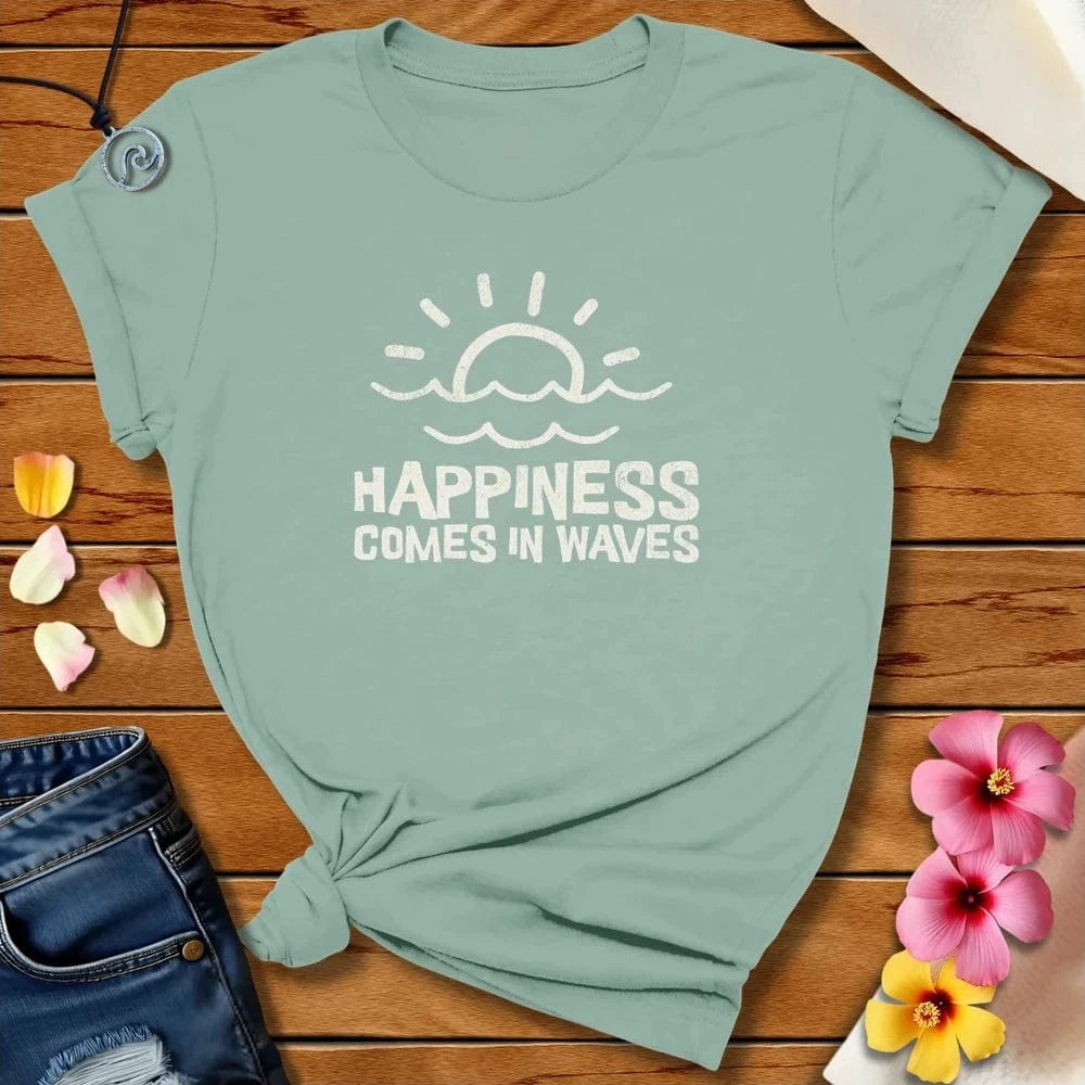 Happiness In Waves Tee Dusty Blue by Salty By Choice® We love the beach ocean and anything around water.