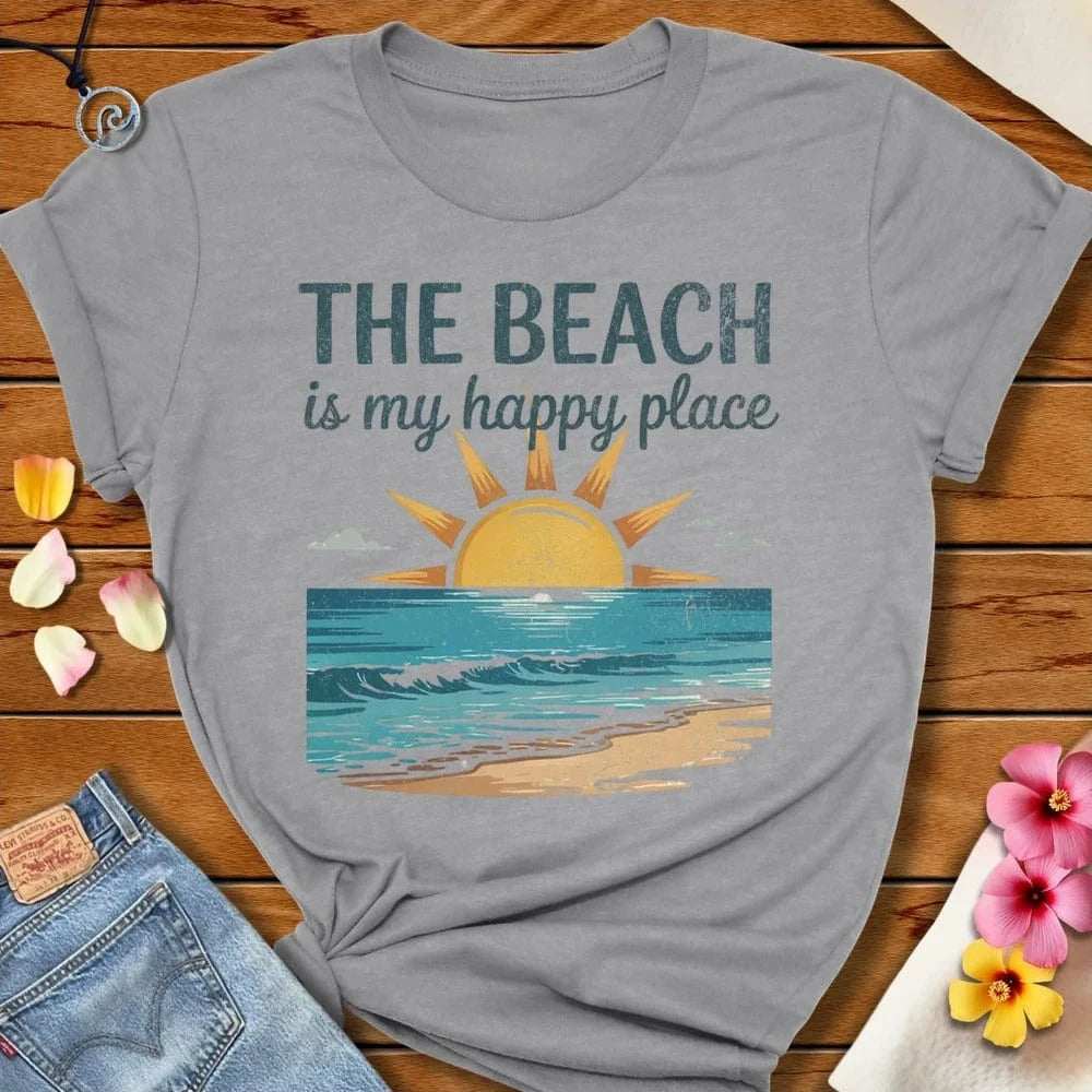 Happy Place Tee Athletic Heather by Salty By Choice™ We love the beach ocean and anything around water.