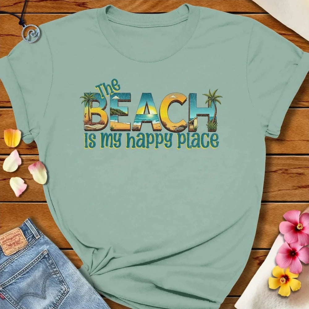 Happy Place Tee Dusty Blue by Salty By Choice® We love the beach ocean and anything around water.