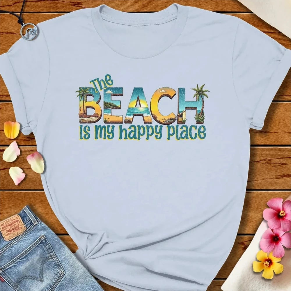 Happy Place Tee Light Blue by Salty By Choice® We love the beach ocean and anything around water.