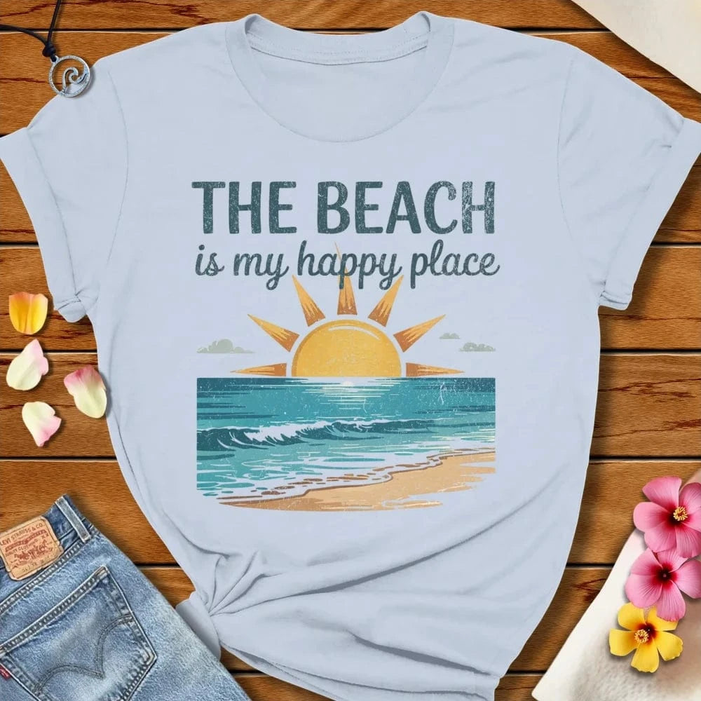 Happy Place Tee Light Blue by Salty By Choice™ We love the beach ocean and anything around water.