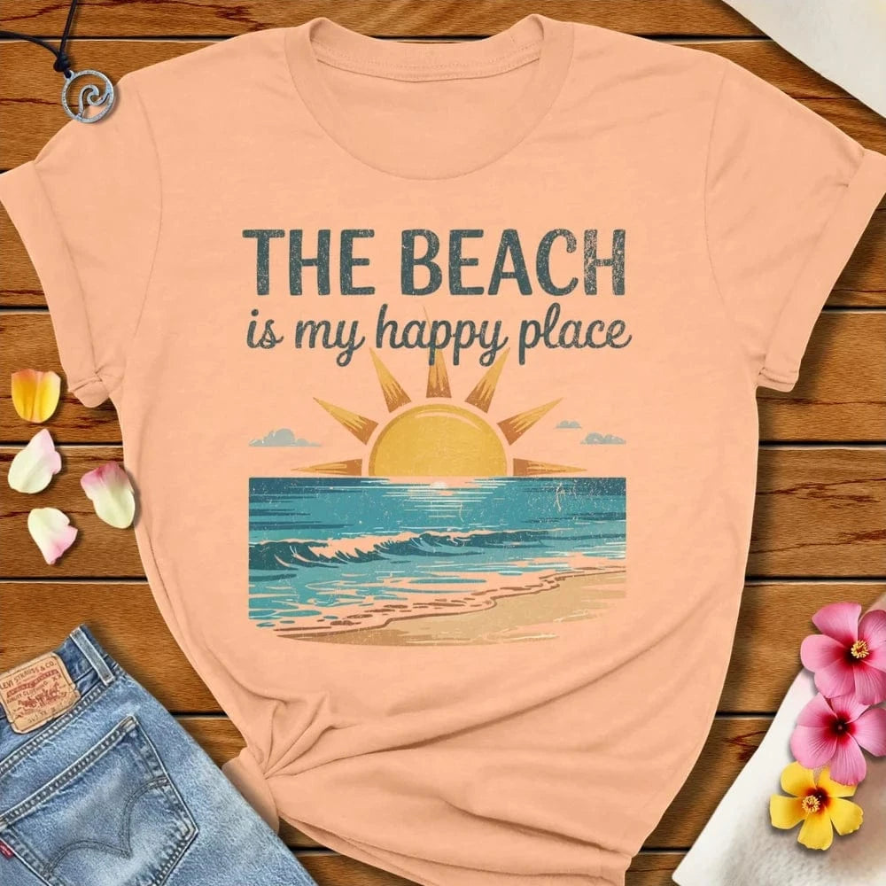 Happy Place Tee Peach by Salty By Choice™ We love the beach ocean and anything around water.