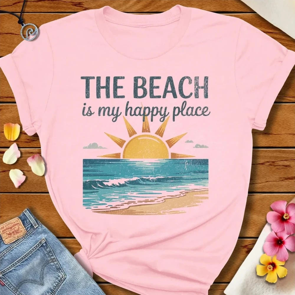 Happy Place Tee Soft Pink by Salty By Choice™ We love the beach ocean and anything around water.