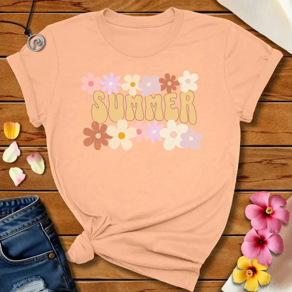 Happy Summertime Tee Heather Peach by Salty By Choice® We love the beach ocean and anything around water.
