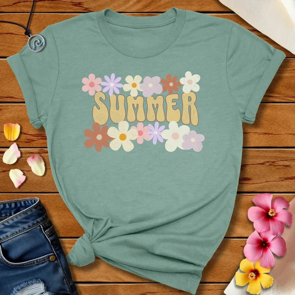 Happy Summertime Tee Heather Prism Dusty Blue by Salty By Choice® We love the beach ocean and anything around water.
