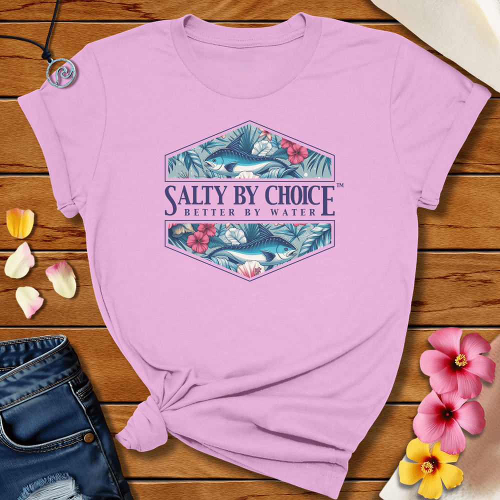 Hibiscus And Mahi Tee Lilac by Salty By Choice® We love the beach ocean and anything around water.