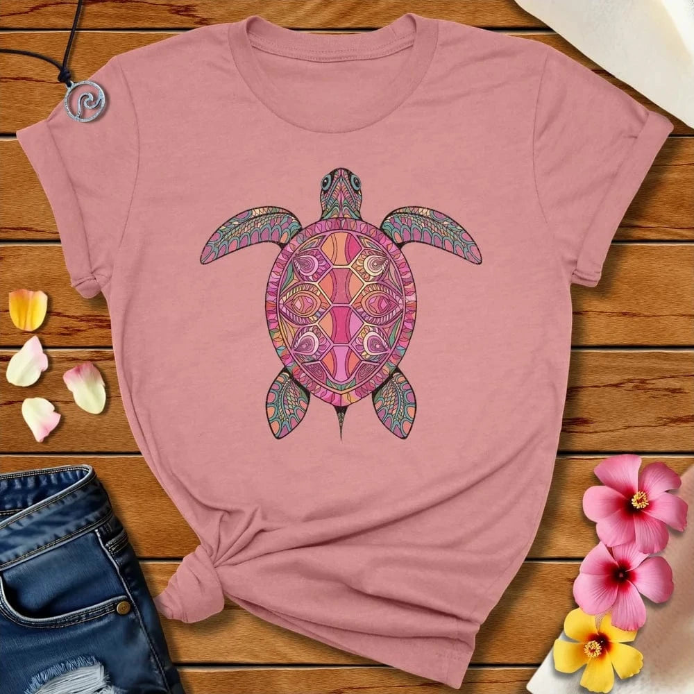 Hippie Turtle Tee Heather Mauve by Salty By Choice® We love the beach ocean and anything around water.