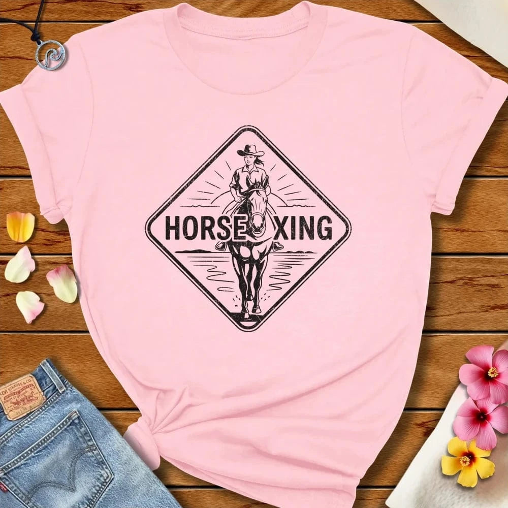Horse Xing Tee Soft Pink by Salty By Choice® We love the beach ocean and anything around water.