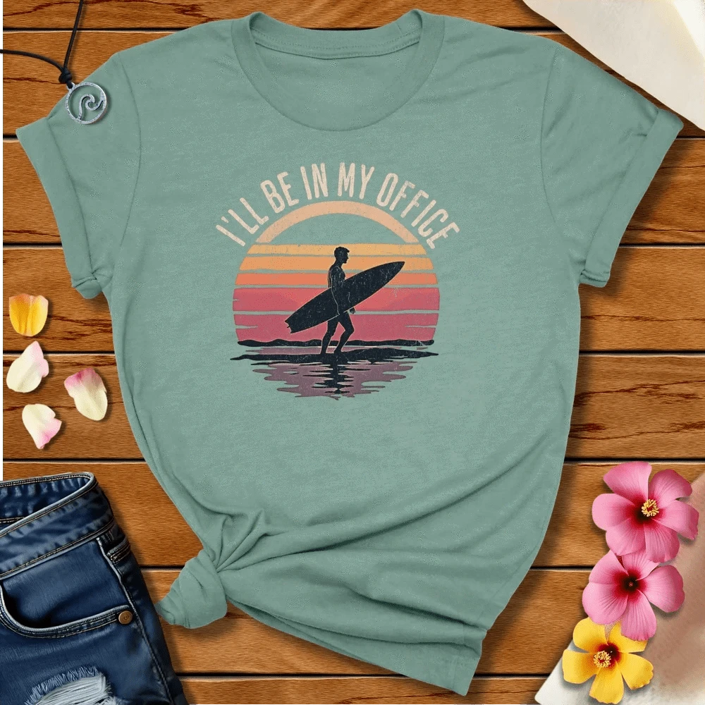 In The Office Tee Heather Prism Dusty Blue by Salty By Choice® We love the beach ocean and anything around water.