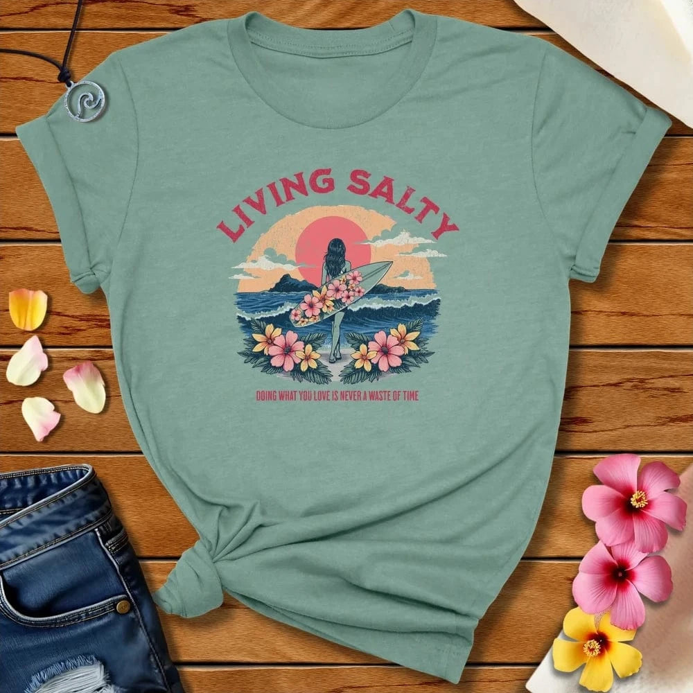 Living Salty Tee Heather Prism Dusty Blue by Salty By Choice® We love the beach ocean and anything around water.