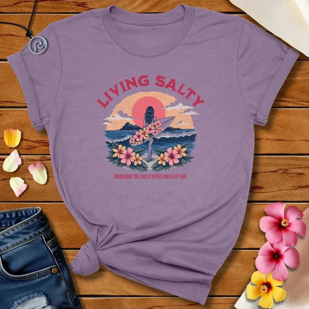 Living Salty Tee Heather Purple by Salty By Choice® We love the beach ocean and anything around water.