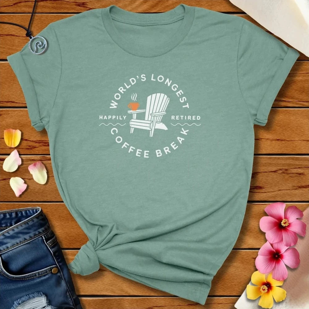 Longest Coffee Tee Heather Prism Dusty Blue by Salty By Choice™ We love the beach ocean and anything around water.